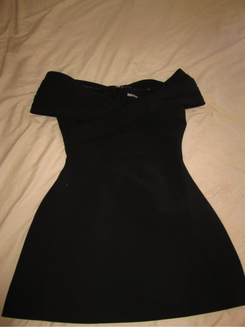 BABYBOO Solana mini dress~ Black Off-Shoulder Fit & Flare Dress